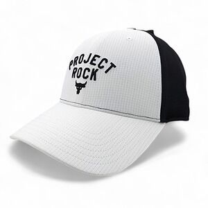 Under Armour Project Rock‎ Trucker Snapback Hat White Black Cap 1369815 100 NEW